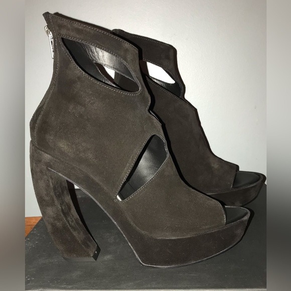 Ann Demeulemeester platform heels suede size 9 eu39 black New - Picture 2 of 8